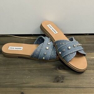 Steve Madden Kayra Sandal Women's 7.5 Denim NWOB‎